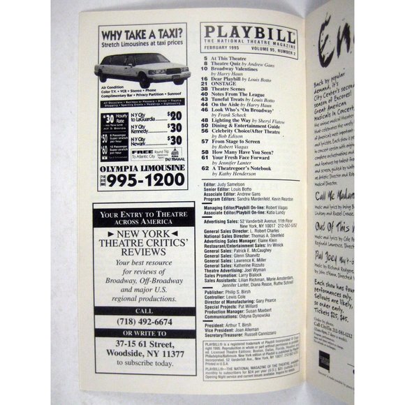 Sunset Playbill February 1995 Minskoff Theatre Glenn Close Campbell Alice Ripley - Picture 3 of 8